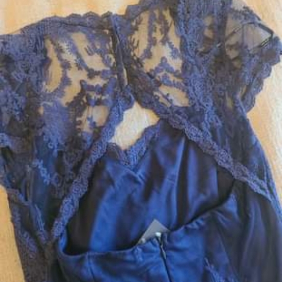 Navy Blue Lace Dress - Picture 2 of 3